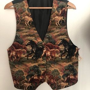 Tapestry vest vintage horses
